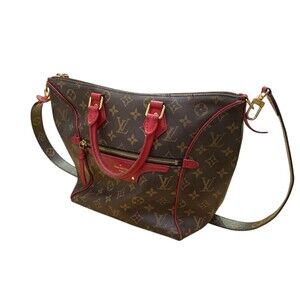 LOUIS Vuitton Monogram Tournelle Bag Brown Beige Red